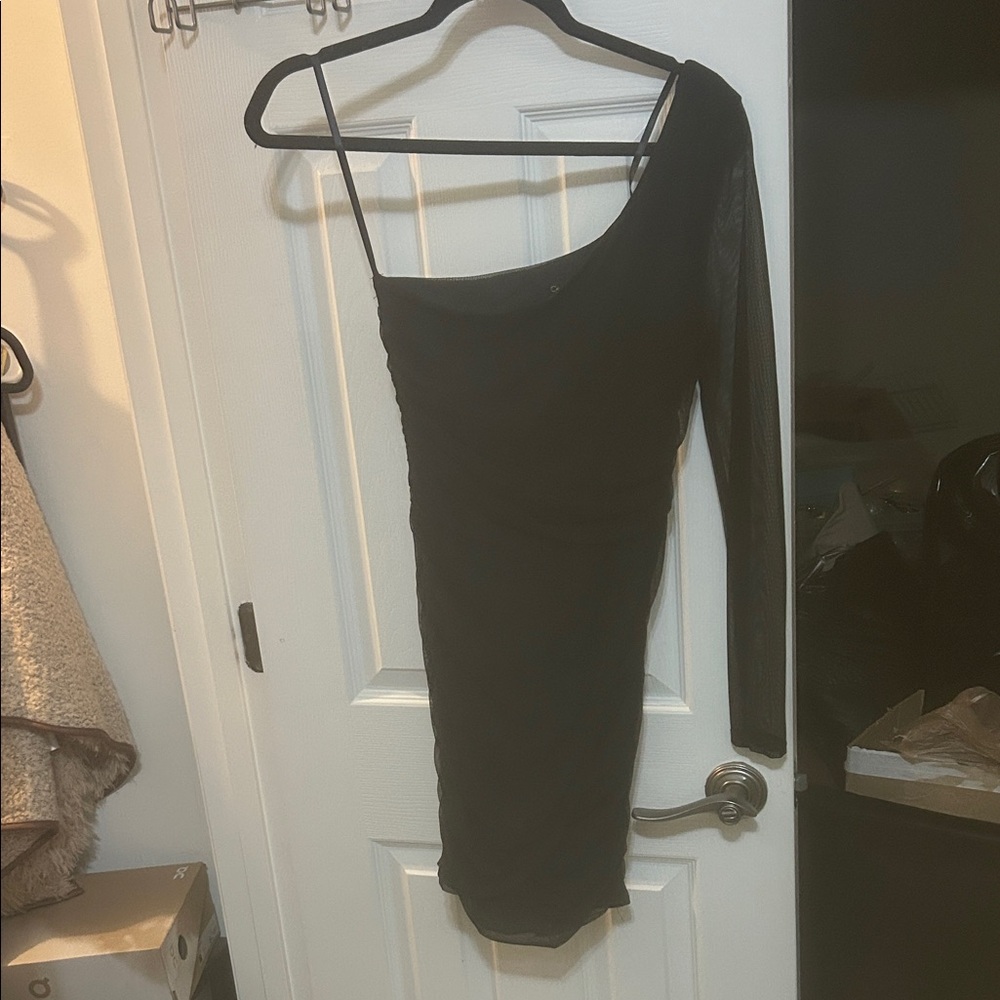 City Studio Black One-Shoulder Dress